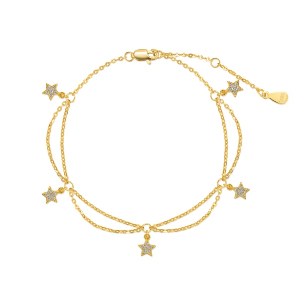 925 Sterling Silver 18K Gold Plated Cubic Zirconia Bracelet - Image 4