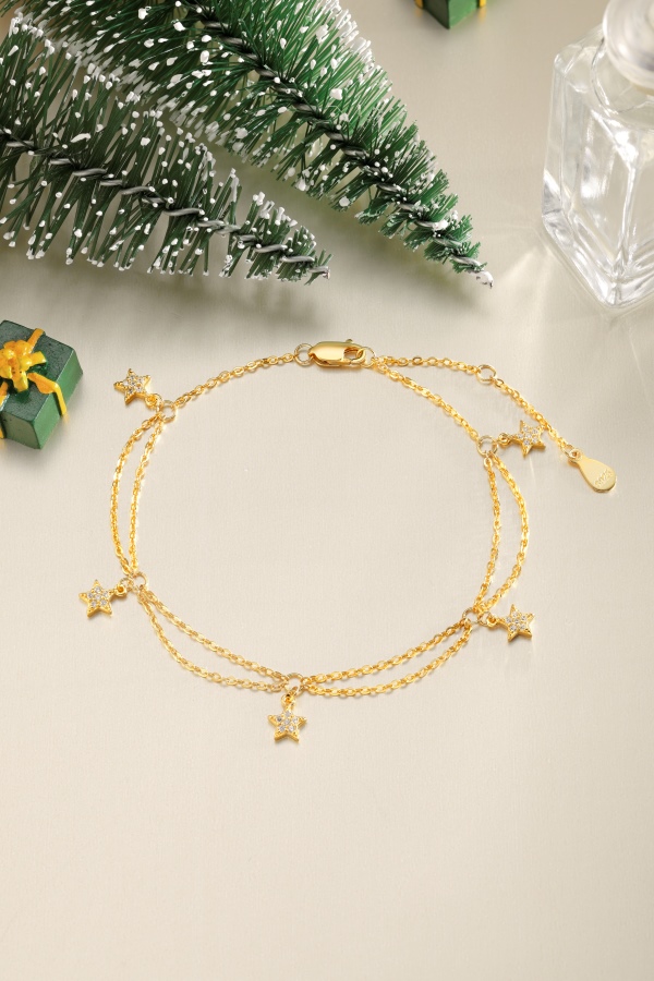 925 Sterling Silver 18K Gold Plated Cubic Zirconia Bracelet - Image 5
