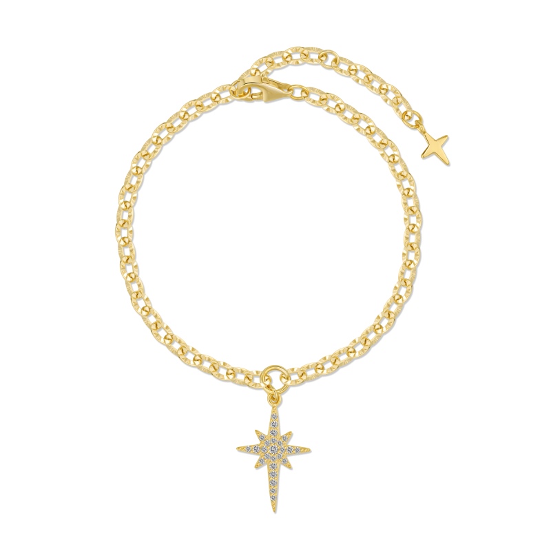 925 Sterling Silver 18K Gold Plated Cubic Zirconia Bracelet