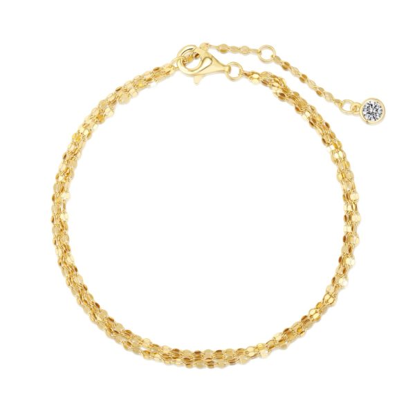 925 Sterling Silver 18K Gold Plated Cubic Zirconia Bracelet