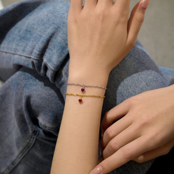 925 Sterling Silver Cubic Zirconia Heart Bracelet