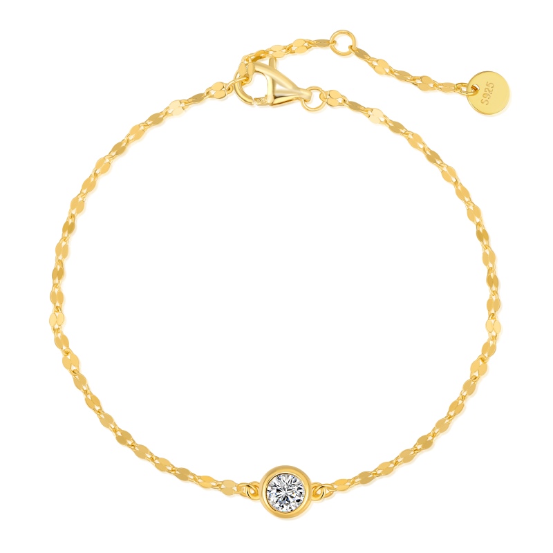 925 Sterling Silver 18K Gold Plated Cubic Zirconia Bracelet