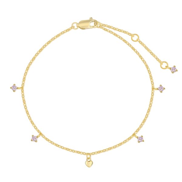925 Sterling Silver 18K Gold Plated Cubic Zirconia Bracelet