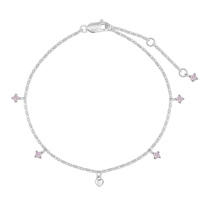 925 Sterling Silver Cubic Zirconia Heart Bracelet
