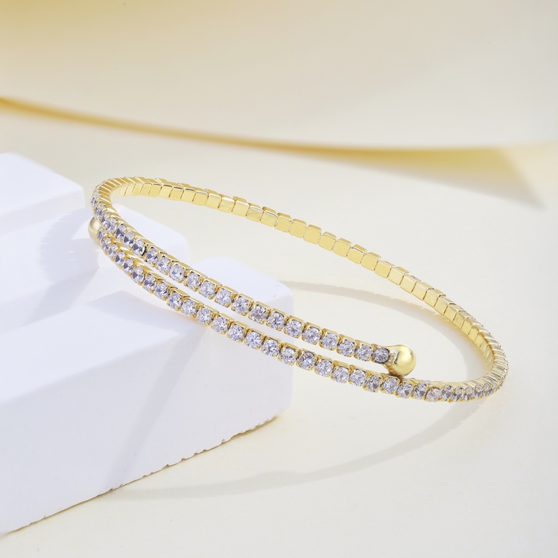 925 Sterling Silver 18K Gold Plated Cubic Zirconia Bracelet - Image 2