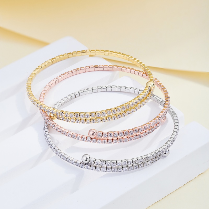 925 Sterling Silver 18K Gold Plated Cubic Zirconia Bracelet - Image 3