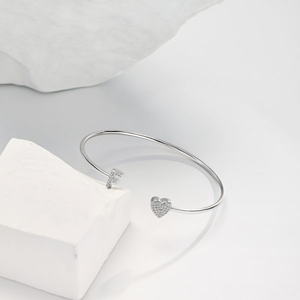 925 Sterling Silver Cubic Zirconia Heart Bracelet