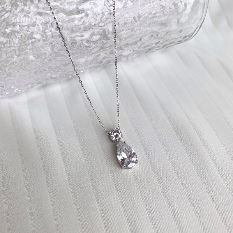 925 Sterling Silver Cubic Zirconia Pear Cut Necklace - Image 3