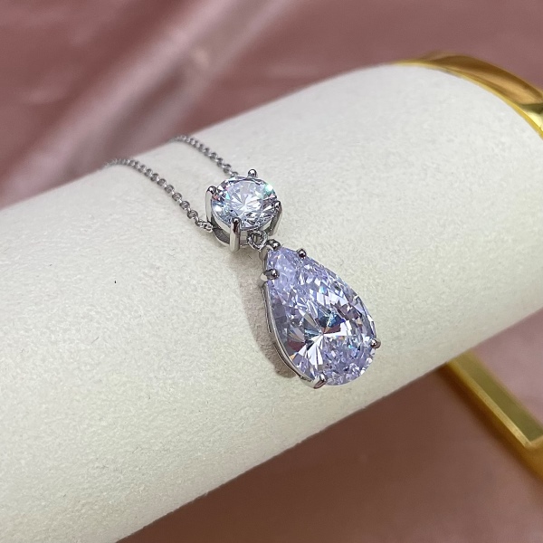 925 Sterling Silver Cubic Zirconia Pear Cut Necklace - Image 4