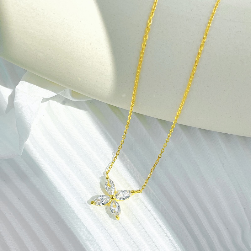 925 Sterling Silver Cubic Zirconia Marquise Cut Necklace - Image 2