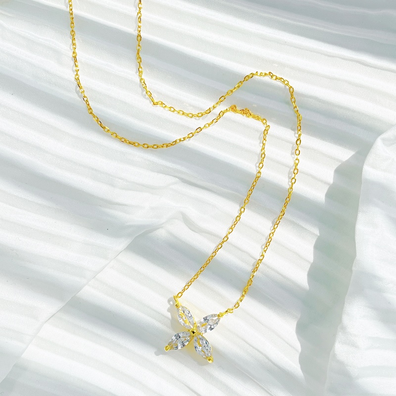 925 Sterling Silver Cubic Zirconia Marquise Cut Necklace - Image 3