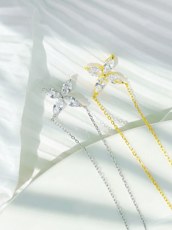 925 Sterling Silver Cubic Zirconia Marquise Cut Necklace - Image 5