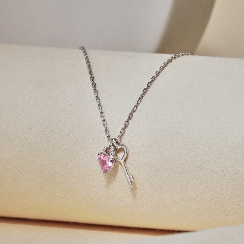 925 Sterling Silver Cubic Zirconia Heart Necklace - Image 3