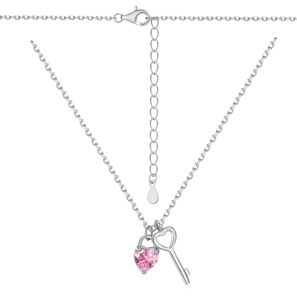 925 Sterling Silver Cubic Zirconia Heart Necklace - Image 4