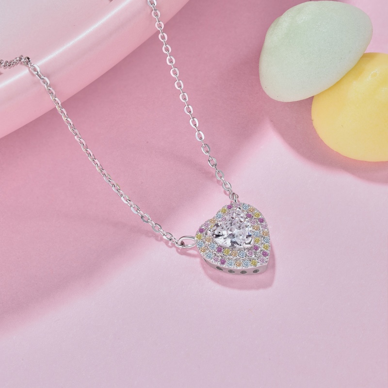 925 Sterling Silver Cubic Zirconia Heart Necklace