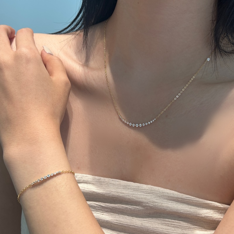 925 Sterling Silver 14K Plated Cubic Zirconia Necklace - Image 2