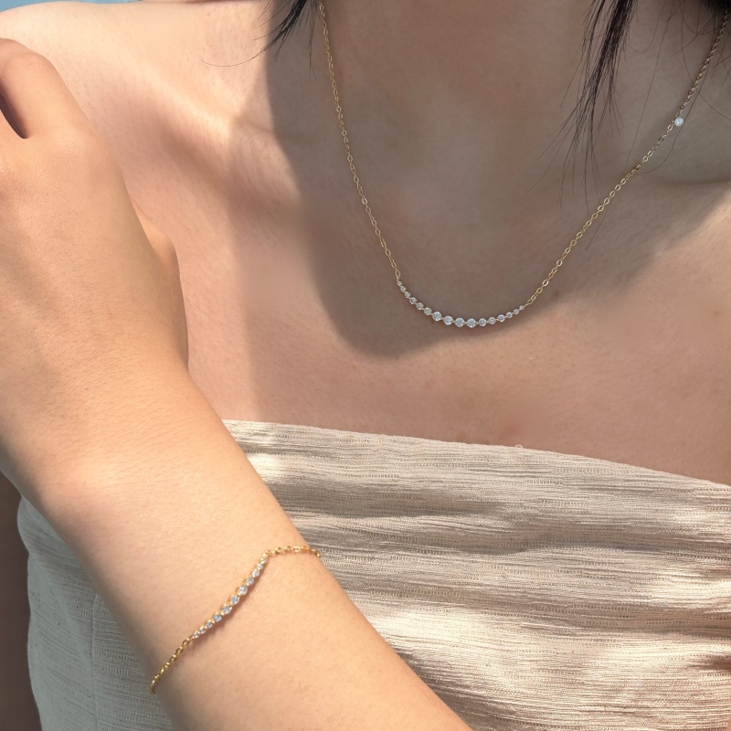 925 Sterling Silver 14K Plated Cubic Zirconia Necklace - Image 3