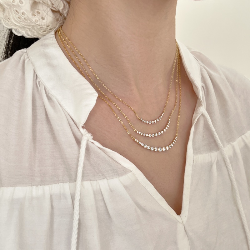 925 Sterling Silver 14K Plated Cubic Zirconia Necklace - Image 3