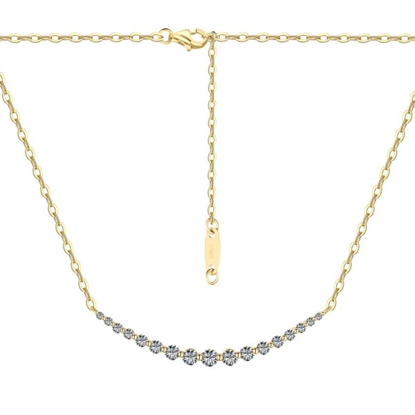 925 Sterling Silver 14K Plated Cubic Zirconia Necklace