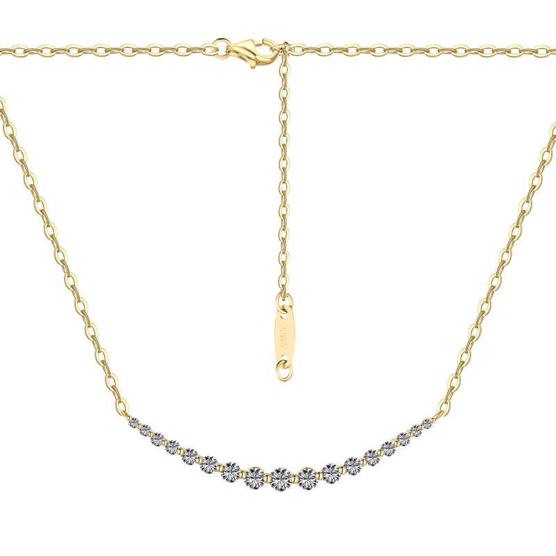 925 Sterling Silver 14K Plated Cubic Zirconia Necklace