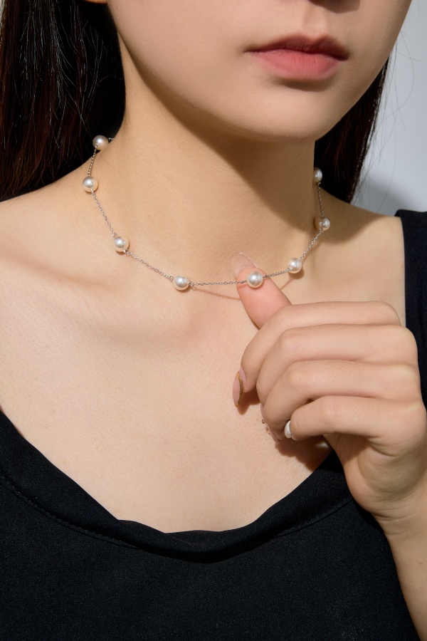 925 Sterling Silver 18K Gold Plated Pearl Necklace - Image 5