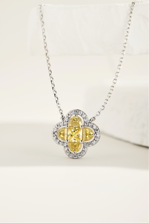 925 Sterling Silver Cubic Zirconia Square Cut Necklace - Image 4