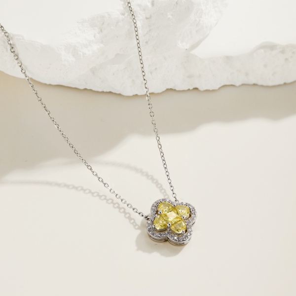 925 Sterling Silver Cubic Zirconia Square Cut Necklace - Image 5
