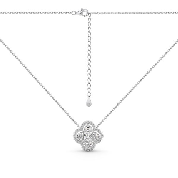 925 Sterling Silver Cubic Zirconia Square Cut Necklace