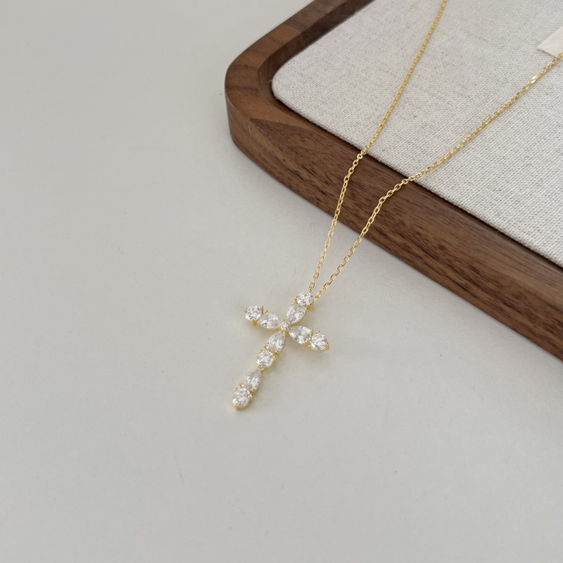 925 Sterling Silver 18K Gold Plated Cubic Zirconia Necklace