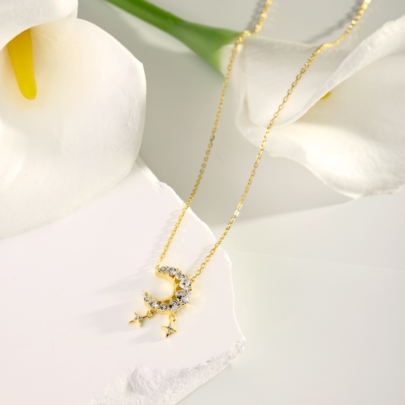 925 Sterling Silver 18K Gold Plated Cubic Zirconia Necklace