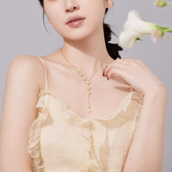 925 Sterling Silver 18K Gold Plated Cubic Zirconia Necklace