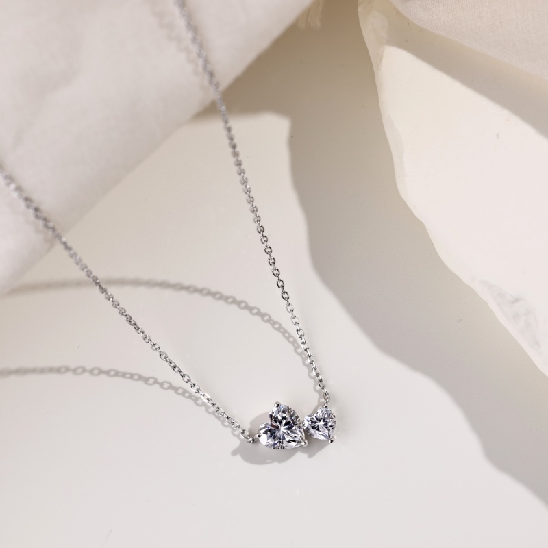 925 Sterling Silver Cubic Zirconia Heart Necklace
