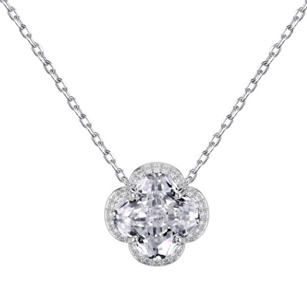 925 Sterling Silver Cubic Zirconia Flower Design Set Necklace