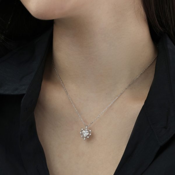 925 Sterling Silver Cubic Zirconia Heart Necklace