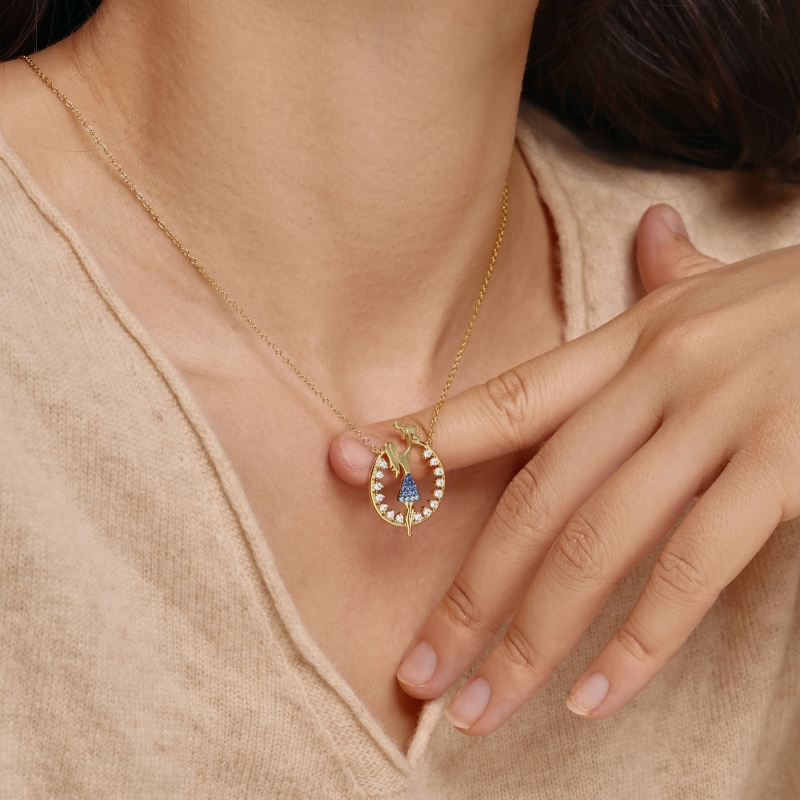 925 Sterling Silver 18K Gold Plated Cubic Zirconia Necklace - Image 2
