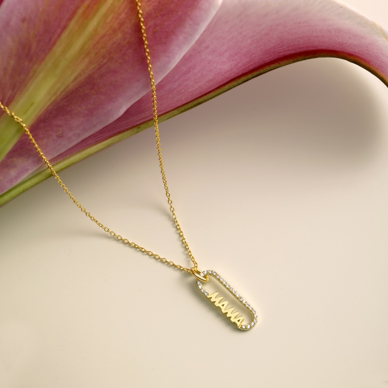 925 Sterling Silver 18K Gold Plated Cubic Zirconia Necklace