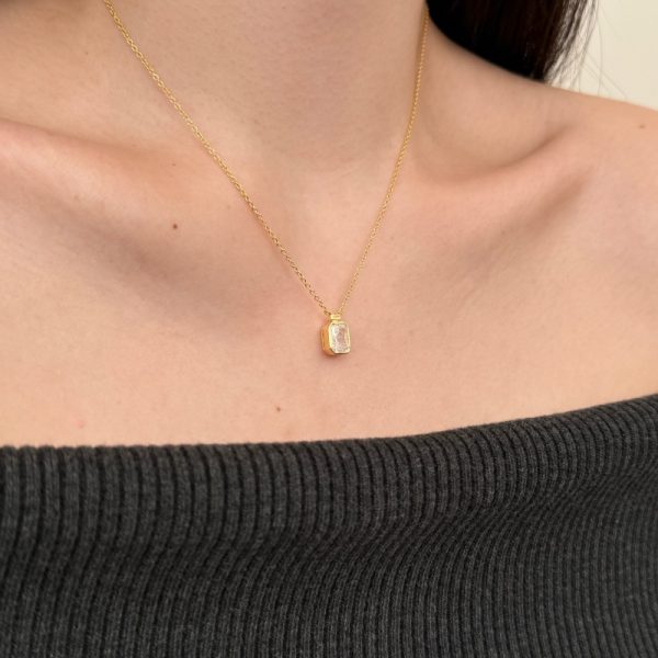 925 Sterling Silver 18K Gold Plated Cubic Zirconia Necklace