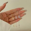 925 Sterling Silver Cubic Zirconia Rectangle Cut Necklace