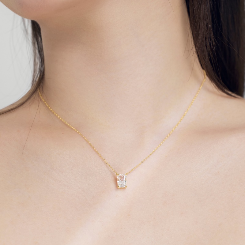 925 Sterling Silver 18K Gold Plated Cubic Zirconia Necklace