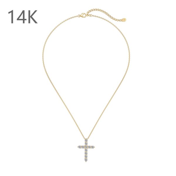 925 Sterling Silver 14K Gold Plated Cubic Zirconia Necklace
