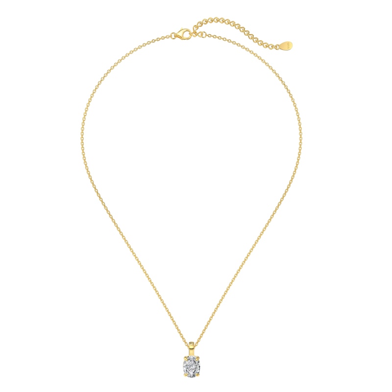 925 Sterling Silver 18K Gold Plated Cubic Zirconia Necklace