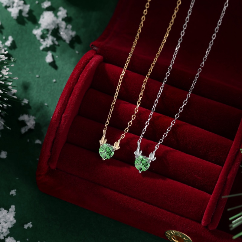 925 Sterling Silver 14K Gold Plated Cubic Zirconia Necklace