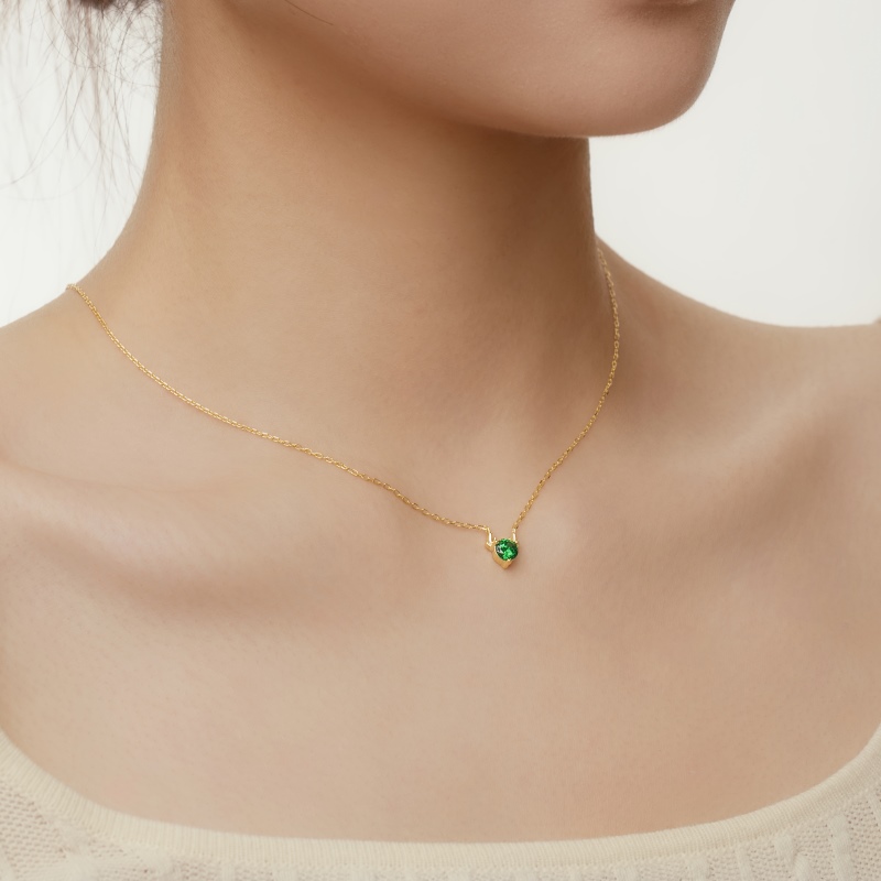 925 Sterling Silver 14K Gold Plated Cubic Zirconia Necklace - Image 3
