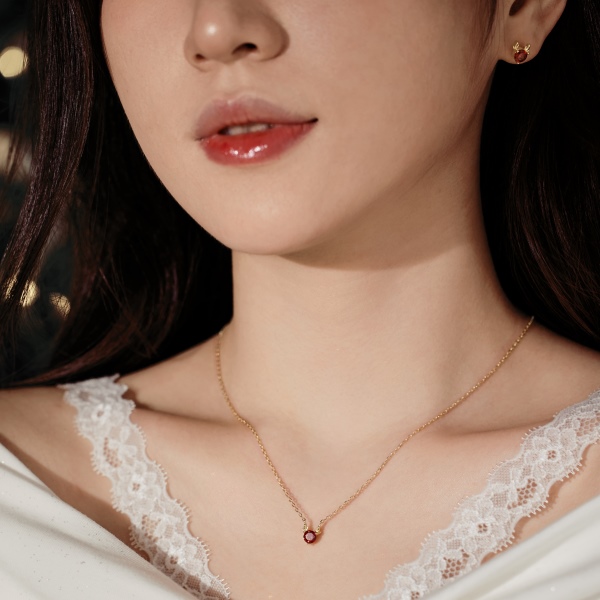 925 Sterling Silver 14K Gold Plated Cubic Zirconia Necklace - Image 4