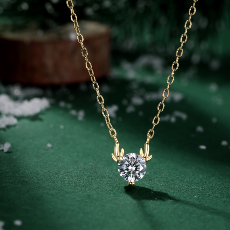925 Sterling Silver 14K Gold Plated Cubic Zirconia Necklace - Image 2