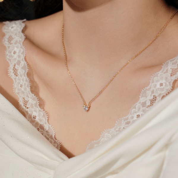 925 Sterling Silver 14K Gold Plated Cubic Zirconia Necklace - Image 5