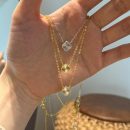 925 Sterling Silver 14K Plated Four Leaf Clover Necklace