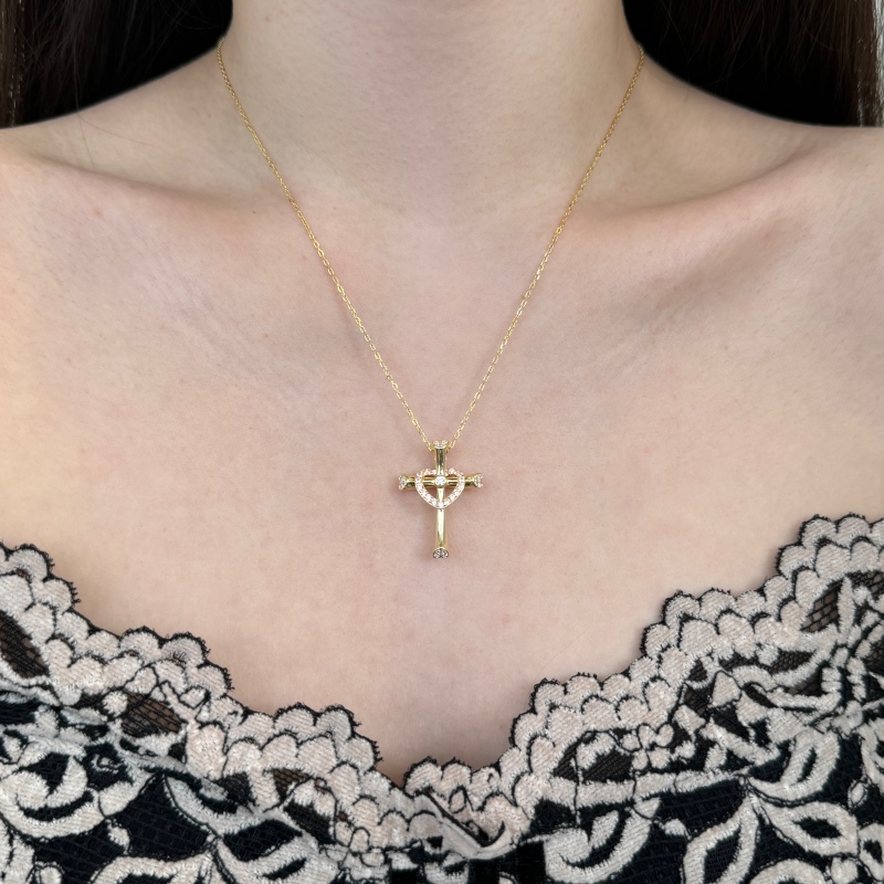 14K Gold Plated Cubic Zirconia Necklace - Image 3