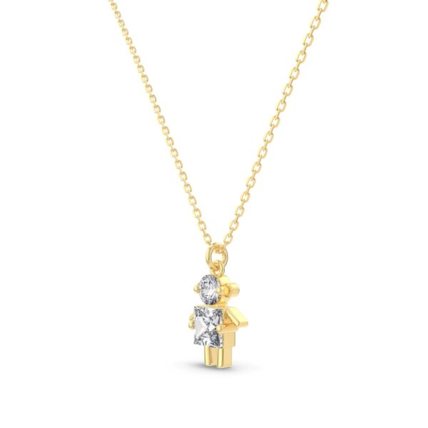 925 Sterling Silver 14K Gold Plated Cubic Zirconia Necklace