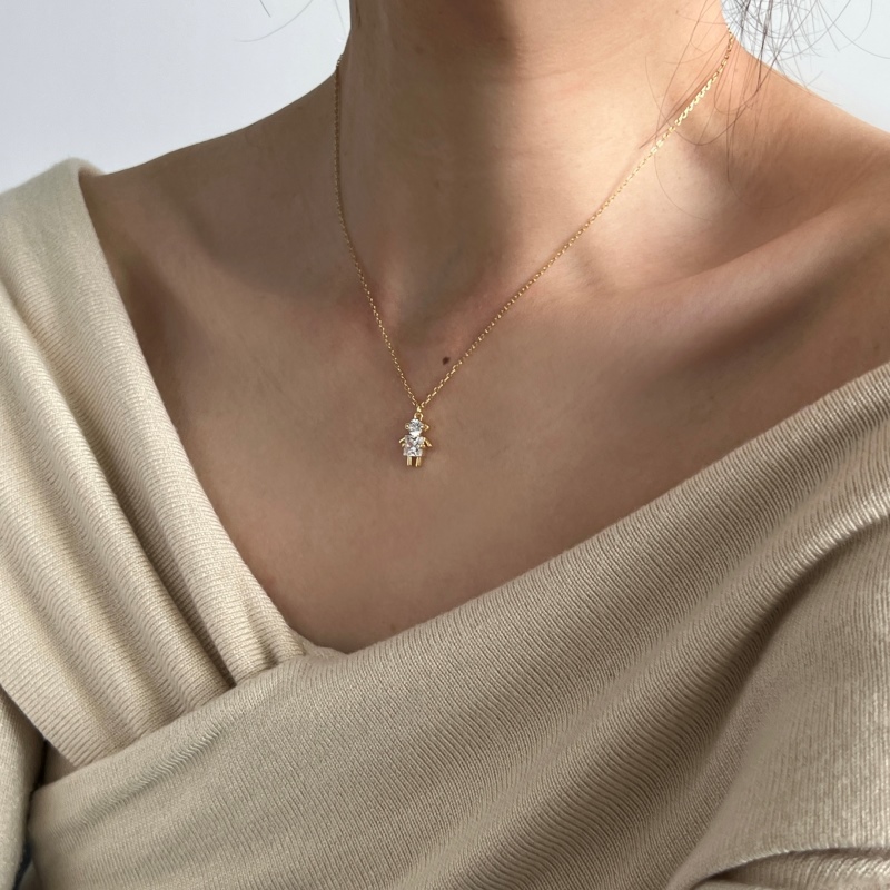 925 Sterling Silver 14K Gold Plated Cubic Zirconia Necklace - Image 2